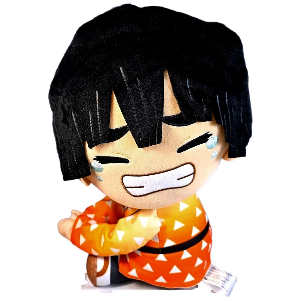 2021 Bandai Demon Slayer Zenitsu Agatsuma Black Hair Crying Super Big Plush 15"